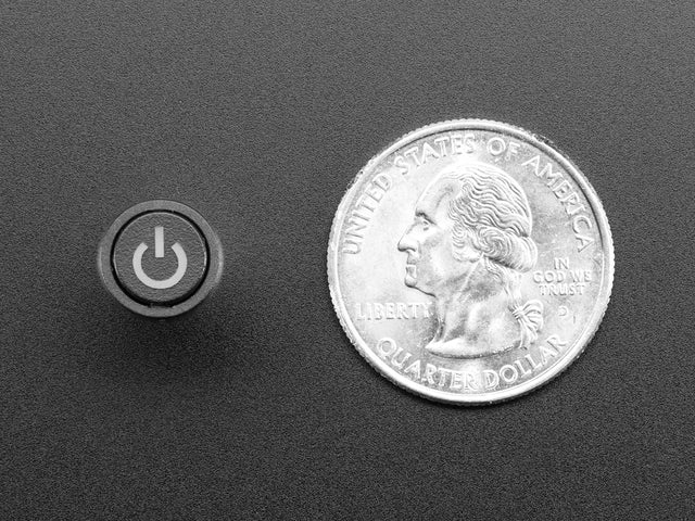 Mini Illuminated Momentary Pushbutton - Blue Power Symbol