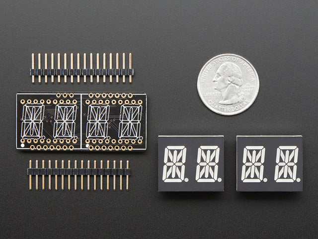 Adafruit 0.54" Quad Alphanumeric FeatherWing - Yellow/Green