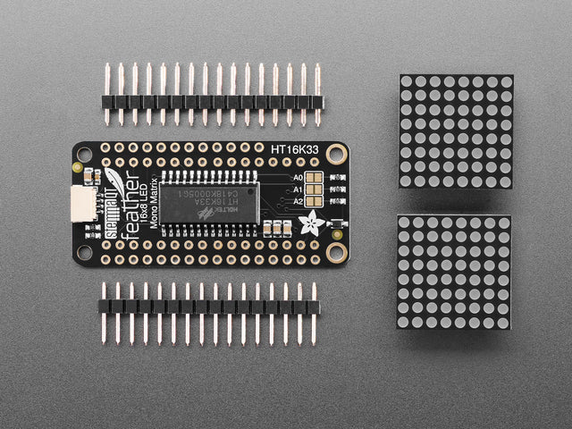 Adafruit 0.8" 8x16 LED Matrix FeatherWing Display Kit - Yellow