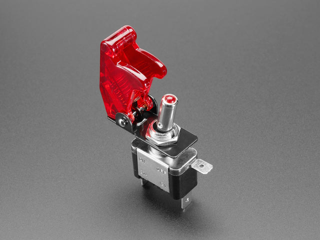 Illuminated Toggle Switch with Cover - Red