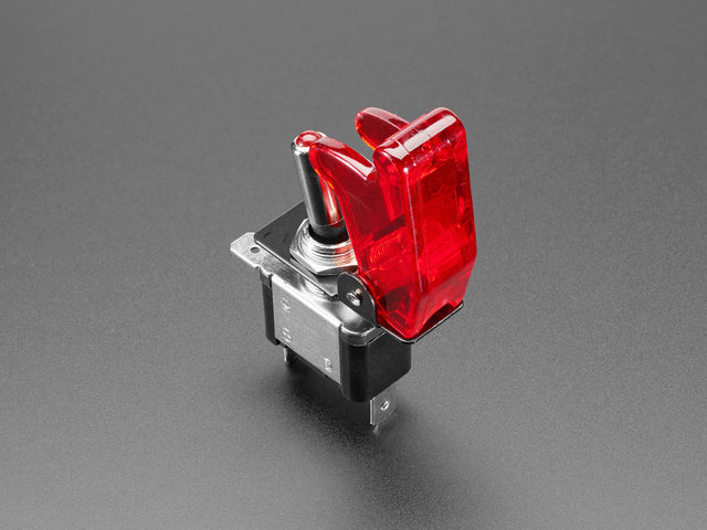 Illuminated Toggle Switch with Cover - Red