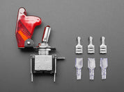 Illuminated Toggle Switch with Cover - Red