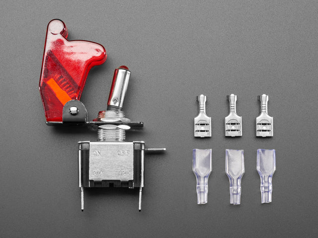 Illuminated Toggle Switch with Cover - Red