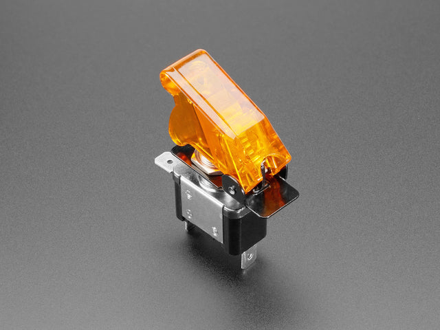 Illuminated Toggle Switch with Cover - Yellow