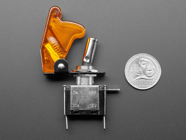 Illuminated Toggle Switch with Cover - Yellow