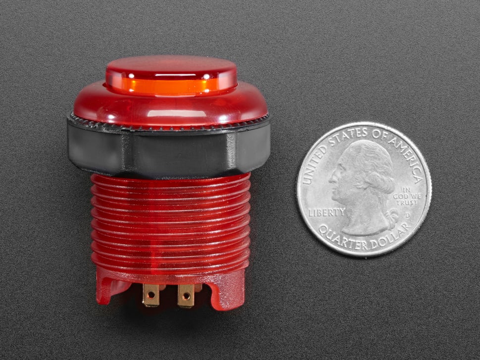 Arcade Button with LED - 30mm Translucent Red