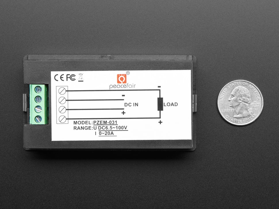 Large Panel-Mount Digital Power Meter - 6.5V to 100VDC up to 20A