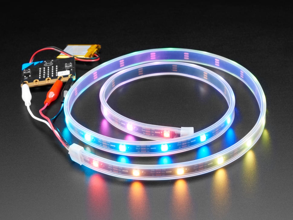 Adafruit NeoPixel LED Strip w/ Alligator Clips - 30 LEDs/meter