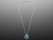Blue Circuit Board Pendant Necklace with Silver Chain