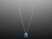 Blue Circuit Board Pendant Necklace with Silver Chain