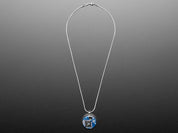Blue Circuit Board Pendant Necklace with Silver Chain