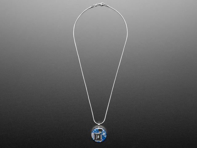 Blue Circuit Board Pendant Necklace with Silver Chain