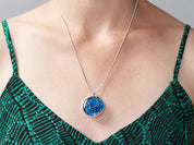 Blue Circuit Board Pendant Necklace with Silver Chain