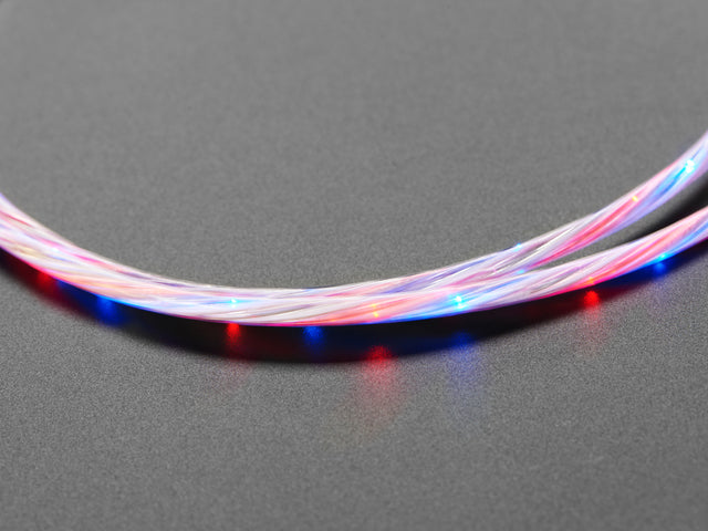USB micro B Cable with LEDs - Blue and Red