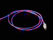 USB micro B Cable with LEDs - Blue and Red