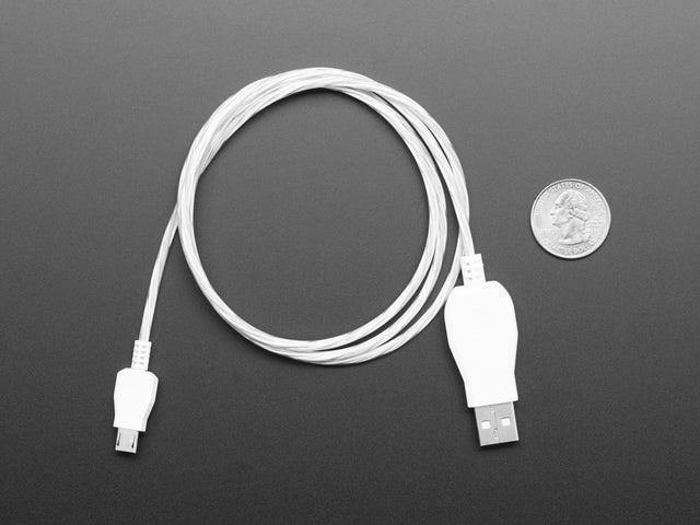 USB micro B Cable with LEDs - Blue and Green