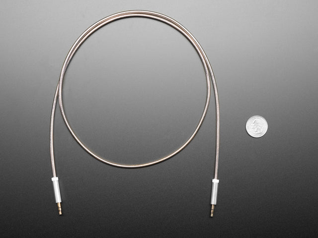 3.5mm Stereo Male/Male Audio Cable - Silver Metal - 1 meter long