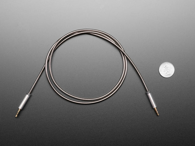 3.5mm Stereo Male/Male Cables - Black Metal - 1 meter long