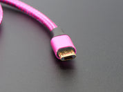 Fully Reversible Pink/Purple USB A to micro B Cable - 1m long