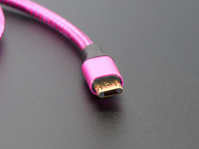 Fully Reversible Pink/Purple USB A to micro B Cable - 1m long