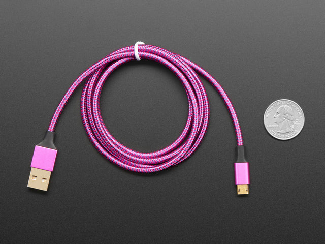 Fully Reversible Pink/Purple USB A to micro B Cable - 1m long