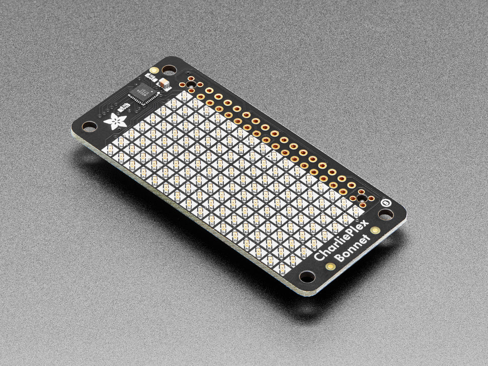 Adafruit CharliePlex LED Matrix Bonnet - 8x16 Yellow LEDs
