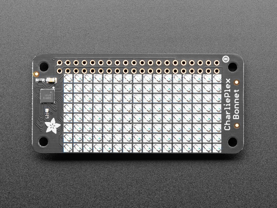 Adafruit CharliePlex LED Matrix Bonnet - 8x16 Green LEDs