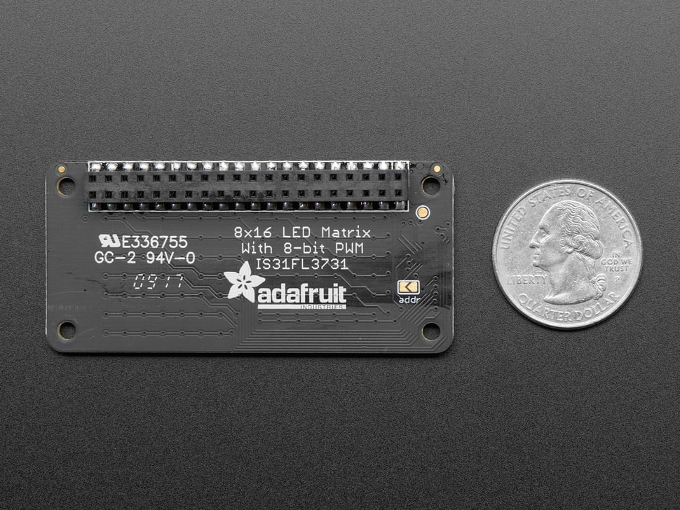 Adafruit CharliePlex LED Matrix Bonnet - 8x16 Cool White LEDs