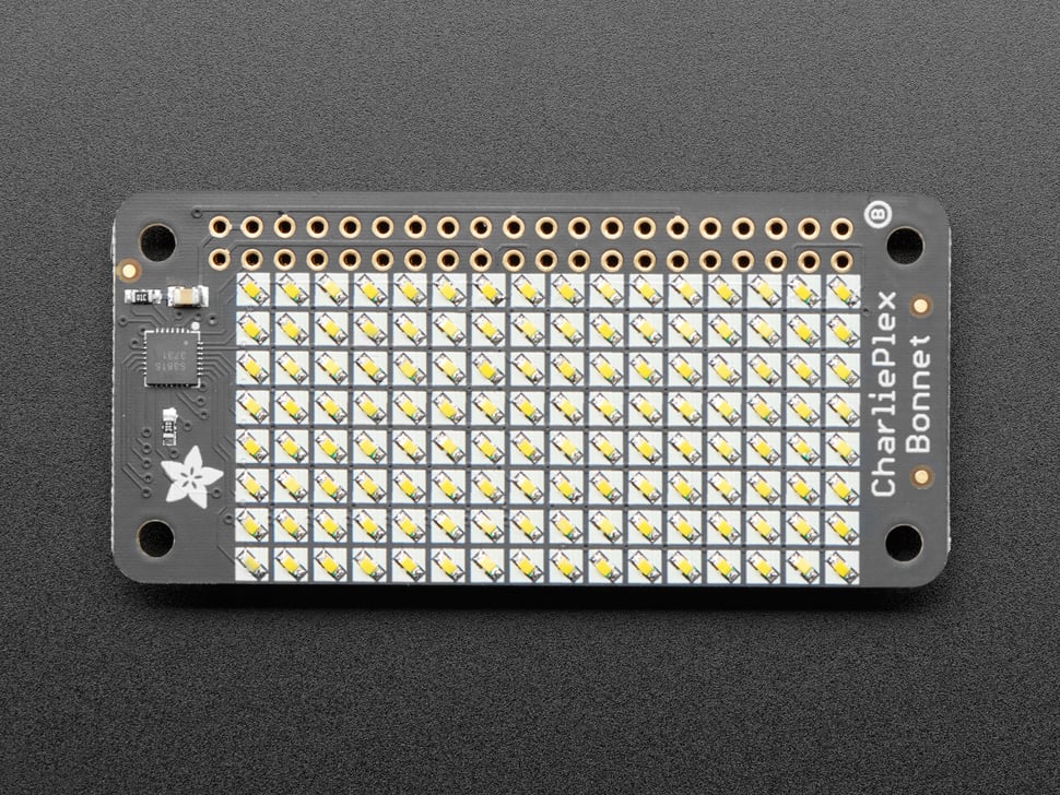 Adafruit CharliePlex LED Matrix Bonnet - 8x16 Cool White LEDs