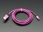 Pink and Purple Braided USB A to Micro B Cable - 2 meter long