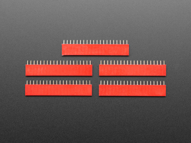 20-pin 0.1" Female Header - Red - 5 pack