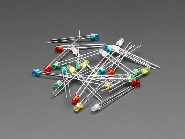 Diffused 3mm LED Pack - 5 LEDs each in 5 Colors - 25 Pack