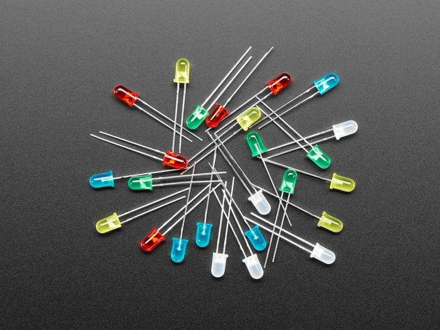 Diffused 5mm LED Pack - 5 LEDs each in 5 Colors - 25 Pack