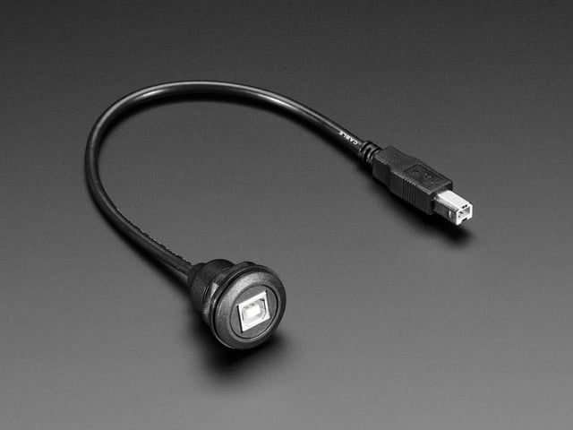 USB B Round Panel Mount Extension Cable - 30cm