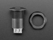 USB C Jack to USB A Jack Round Panel Mount Adapter