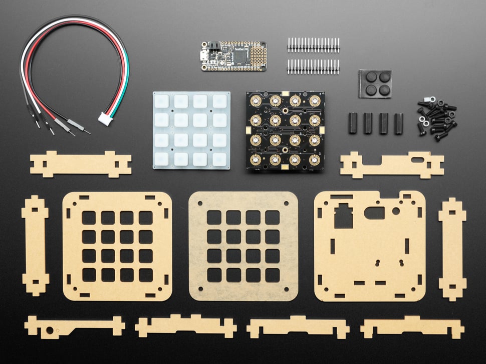 Adafruit 4x4 NeoTrellis Feather M4 Kit Pack