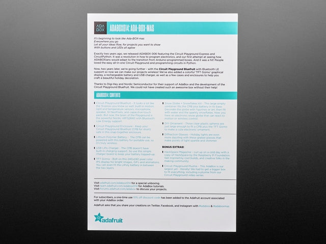 AdaBox014 - Circuit Playground Bluefruit - Merry ADABOXmas!