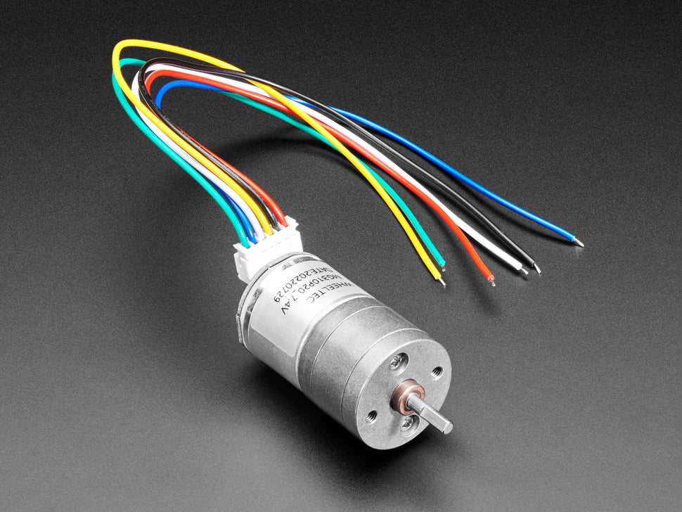 Geared DC Motor with Magnetic Encoder Outputs - 7 VDC 1:20 Ratio