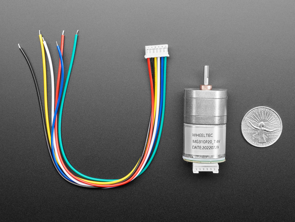 Geared DC Motor with Magnetic Encoder Outputs - 7 VDC 1:20 Ratio