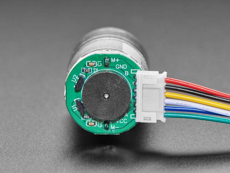 Geared DC Motor with Magnetic Encoder Outputs - 7 VDC 1:20 Ratio