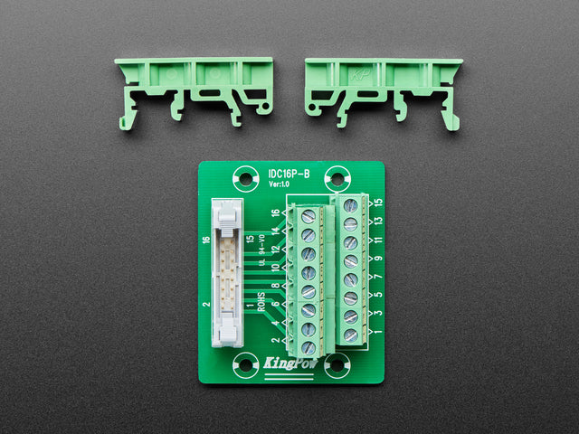 DIN Rail 2x8 IDC to Terminal Block Adapter Breakout