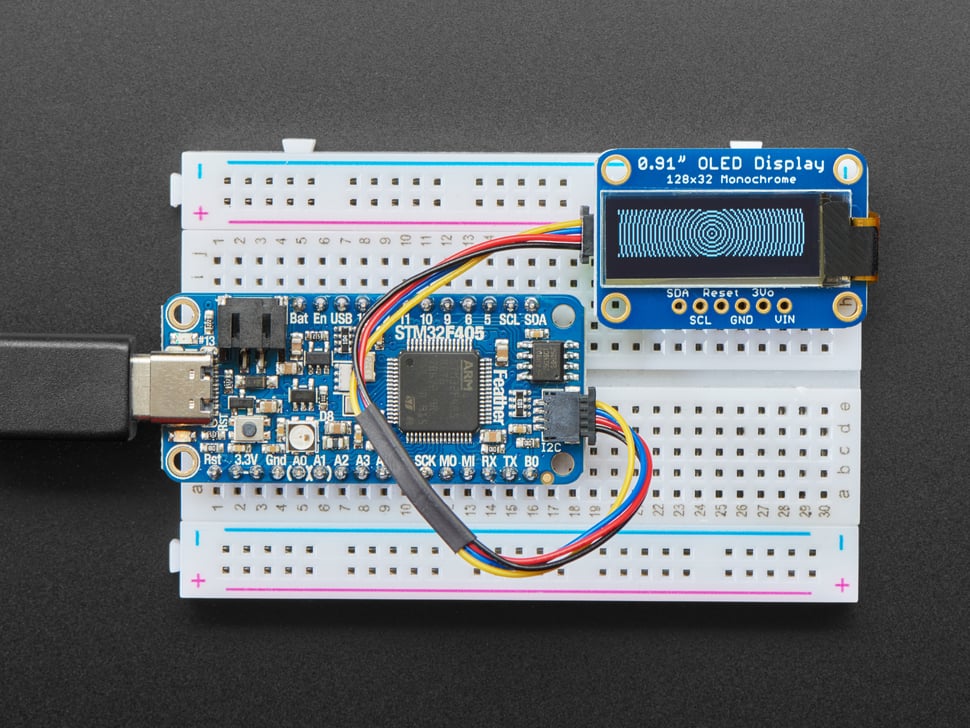 Monochrome 0.91" 128x32 I2C OLED Display - STEMMA QT / Qwiic