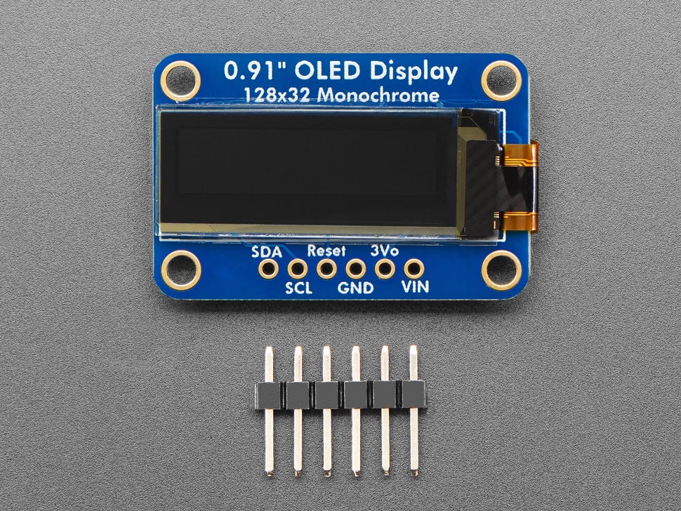 Monochrome 0.91" 128x32 I2C OLED Display - STEMMA QT / Qwiic