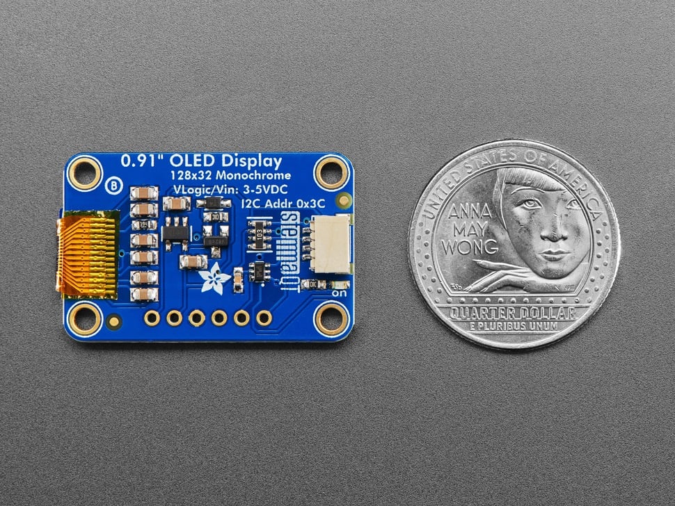 Monochrome 0.91" 128x32 I2C OLED Display - STEMMA QT / Qwiic