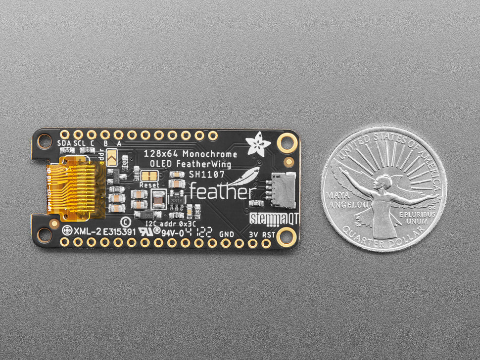 Adafruit FeatherWing OLED - 128x64 OLED Add-on For Feather