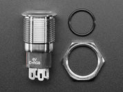 Rugged Metal Silver Finish Pushbutton - 16mm 6V RGB Latching