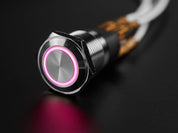 Rugged Metal Silver Finish Pushbutton - 16mm 6V RGB Latching