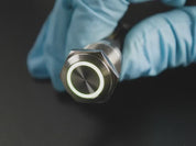 Rugged Metal Silver Finish Pushbutton - 16mm 6V RGB Latching