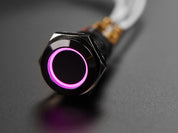 Rugged Metal Pushbutton with Black Finish - 16mm 6V RGB Latching