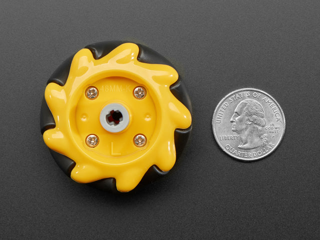 Left Mecanum Wheel - 48mm Diameter - TT Motor or Cross Axle